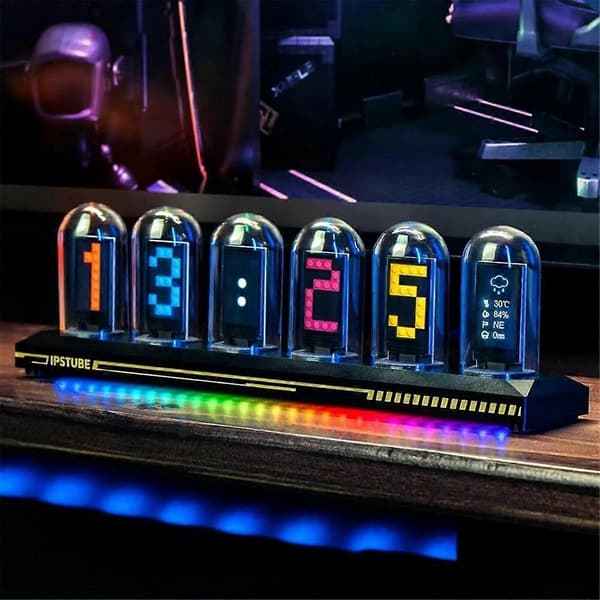 DIY LED Nixie Rør Ur RGB IPS Farveskærm Digitalt Ur Gløder WIFI Analog Ure til Esports Spil Desktop Dekoration