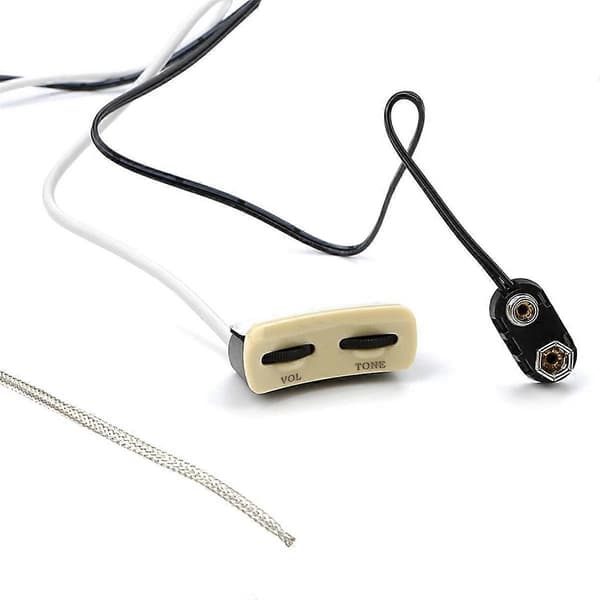 Akustisk Gitarr Pickup Endpin Jack Piezo Pickup Kit med Volym- och Tonkontroll för Akustisk Folkgitarr