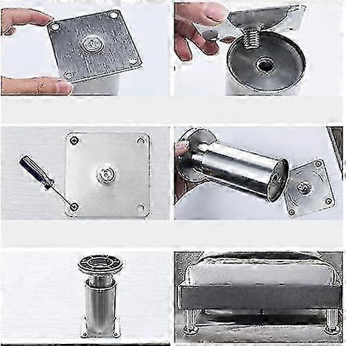 4 Justerbare Møbelben Rustfritt Stål Møbelben Børstet Metallben, Tykt Materiale, sølv(3.8cm)
