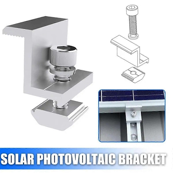 10 stk. Solcellefotovoltaisk beslag Aluminiumlegeringsklemme til solcellemodul Solpanel Monteringsbeslag Tilbehør PV-klemme A