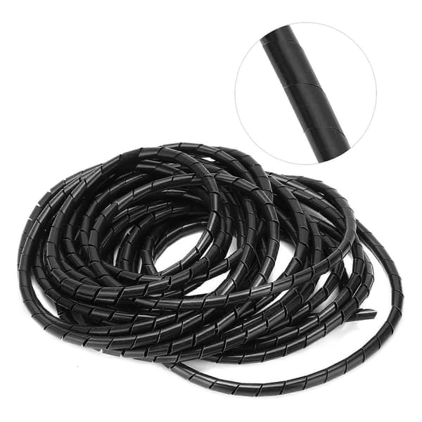 Spiral Ledningsvikling Fleksibel Kabel Organizer Management Sort 8mm 10 Meter til Ledningsføring