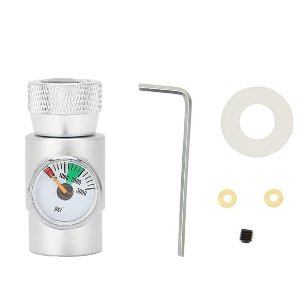 CO2 Påfyllningsadapter Anslutning Gasregulator Silver Soda ASA med 3000psi Tryckmätare