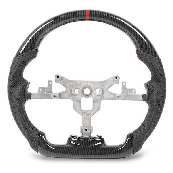 Hydro Dip Kolfiberlook Ratt Perforerat Läder Platt Ratt För C6 2006-2013 Röd Söm