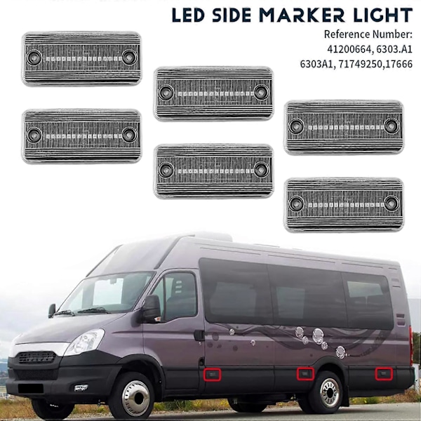 6x Klare LED Sidemarkeringslys for Ducato III Daily IV LF XF 5010306792