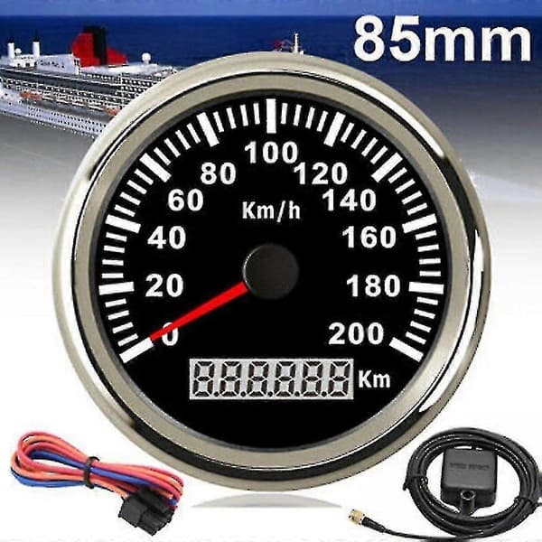 85mm 200km/h GPS Speedometer 9-32v med rød baggrundsbelysning Odometer egnet til alle slags biler