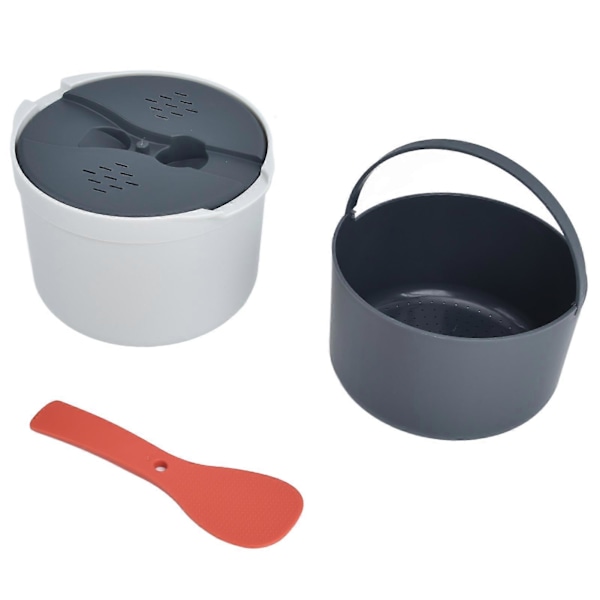 Mikrovågsugns Riskokare 2L Livsmedelsgodkänt PP Material Rissked Lock Sil Ångkokare Riskokare Set Orange