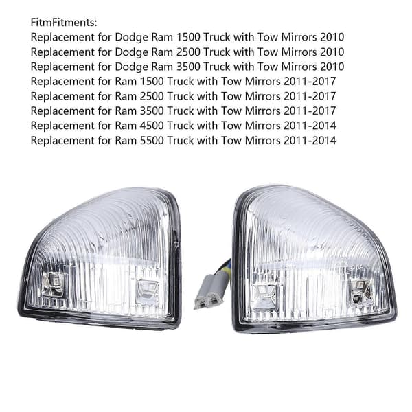 Par Spejl Blinklys 68302828AA Erstatning for Dodge Ram 1500 2500 3500 4500 5500 Transparent
