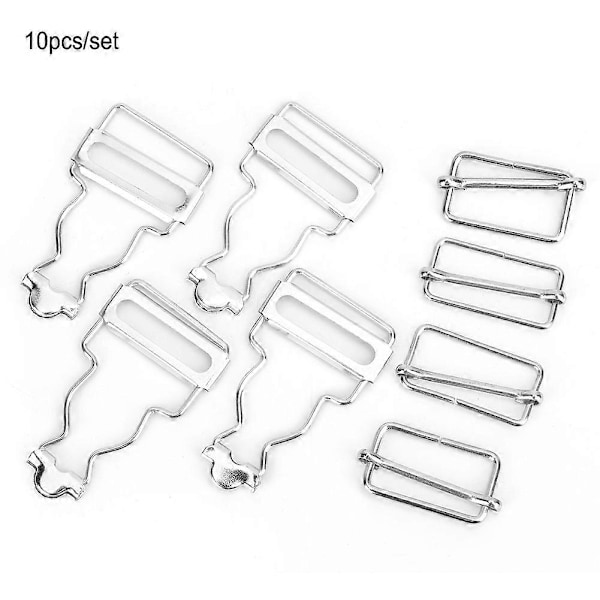 10 st/set Justerbara metallspännen Knapp för haklappsbyxor Jeans Barnkläder 2,7 cm (Silver)