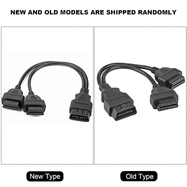 Bil 16-Pin OBD2 OBDII Hane Till Dubbel Hona Y-Splitter Adapter Förlängningskabel Diagnostikverktyg