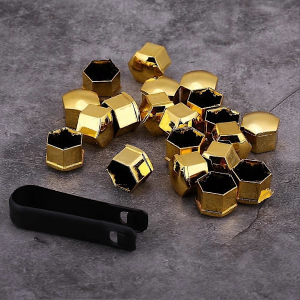 20 st 17 mm Universella Navkapslar för Bilhjul, Skyddskåpa för Hjulmutter, Bult, Skruv, Guld