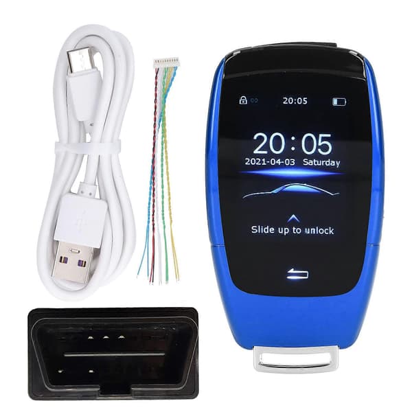 Universal TK900 LCD Touch Screen Smart Key Fjärrkontroll Nyckellös Start Stopp Motor Knapp Modeller Blå