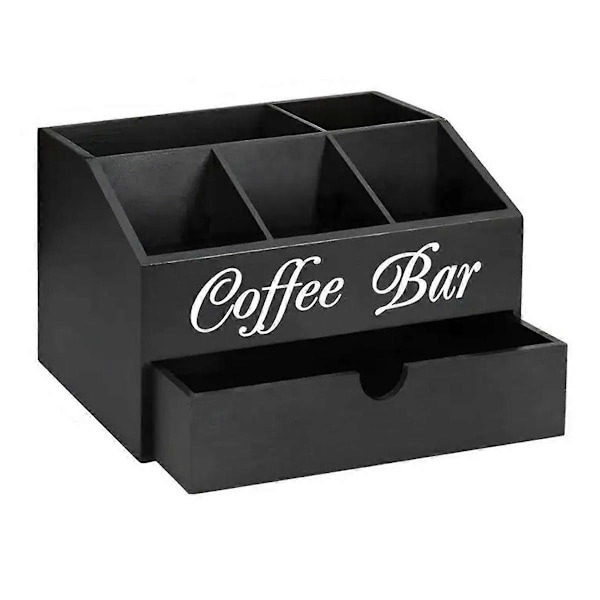 Kaffe Te Hållare Korg Trä Kaffe Hållare Rustik Kaffebar Dekor Kaffetillbehör Organizer för Hem Kaffebar