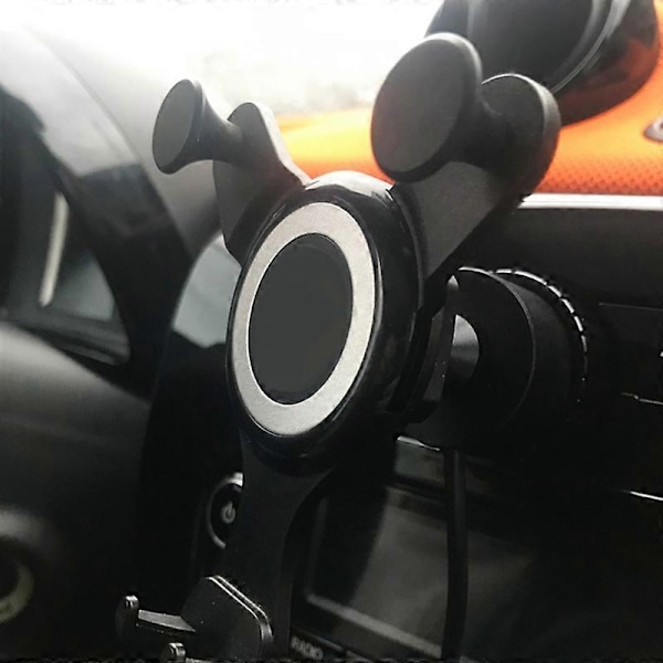 Bil Mobiltelefonholder Bil Luftventil Klips Beslag Navigation Opladningsholder til Smart 453 Fortwo & 2015-2019 Sølv
