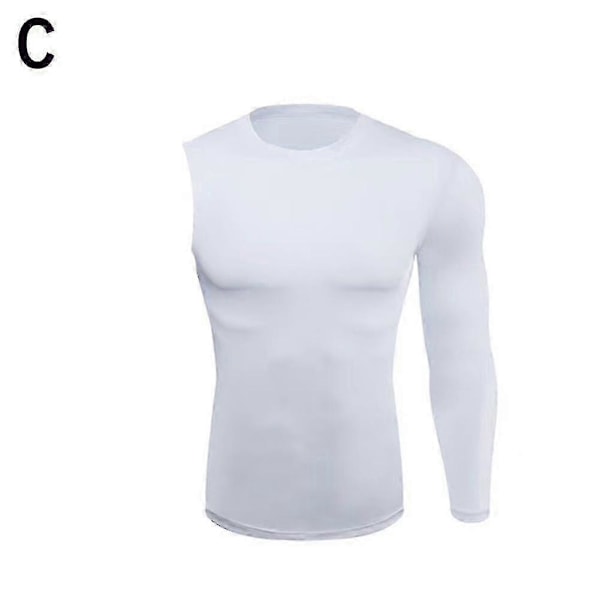 Atletisk T-shirt til mænd med enkelt ærme, kompressionsskjorte til sport Left-white 85-95kg