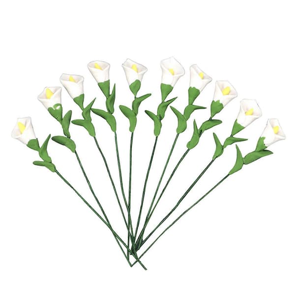10 stk. 1/12 Miniatyr Tilbehør Mini Leire Calla Lily Simuleringsblomst Modell for Dekorasjon