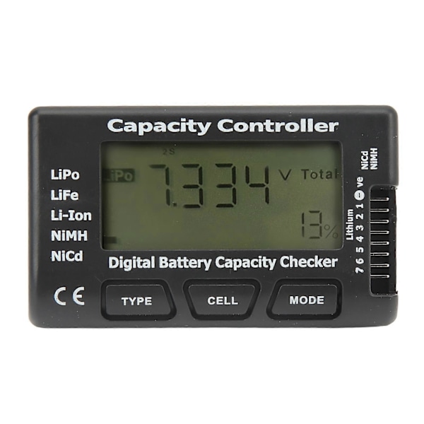 Batterikapacitetscontroller Spændingstester Digital Display Måler til Li Ion NiCd NiMH