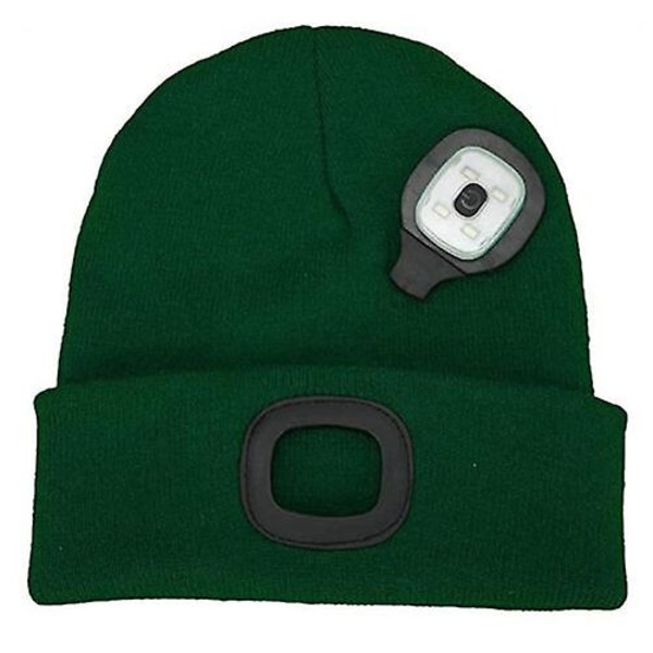 Unisex LED Mössa Utan USB Uppladdningsbart Batteri 5 Timmar Högeffektslampa Dark Green