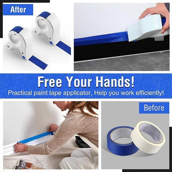 1 Förpackning Maskeringstejp Applicator Varje 3,5 cm Målartape, Portabel Maskeringsset Tejpkniv för Målning, Vit