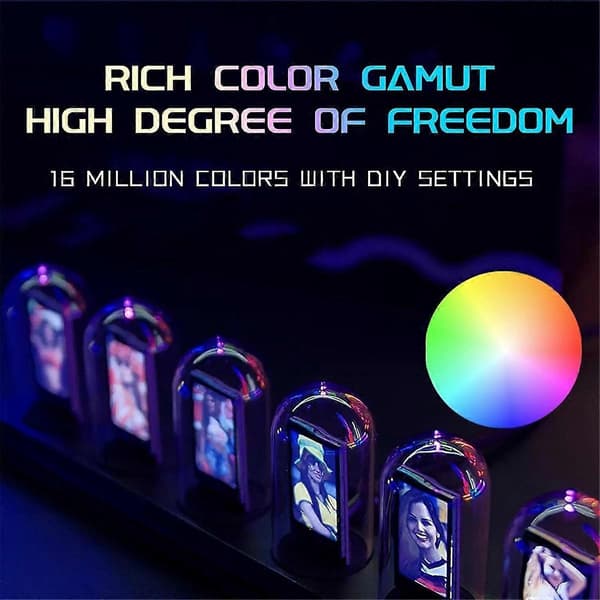 DIY LED Nixie Rør Ur RGB IPS Farveskærm Digitalt Ur Gløder WIFI Analog Ure til Esports Spil Desktop Dekoration