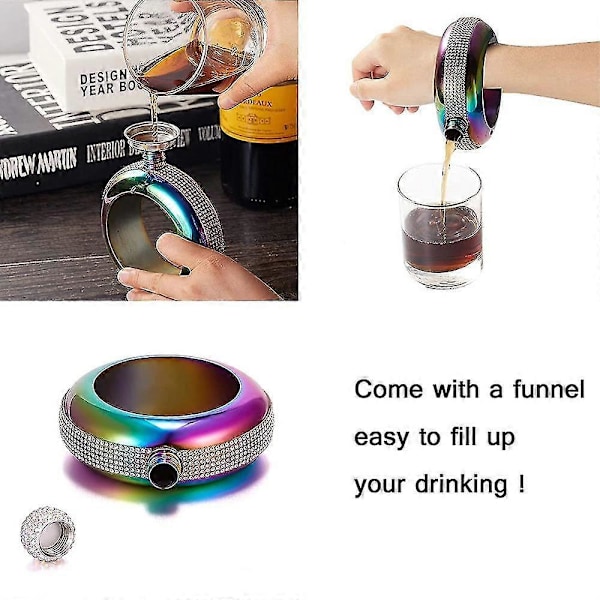 Armbåndsflaske Armbåndsflasker Kreativt Rustfritt Stål Og Lommeflaske diamond-encrustedcolorful