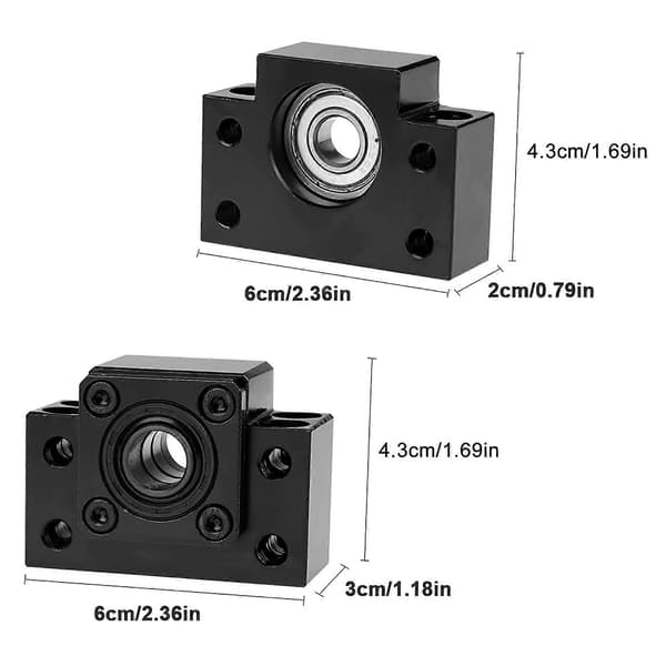 1 Set Fasta Flytande Sidostöd Lagerhusfästen för Kulskruv Diameter 12mm