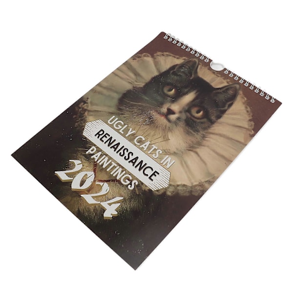 2024 Vægkalender Søde Grimme Katte Forskellige Billeder Sikkert Holdbart Papir Kattekalender til Familie Kontor Dekoration