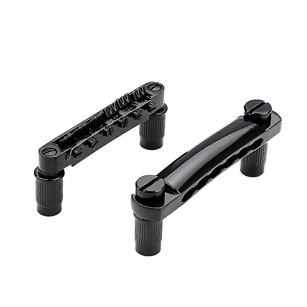 12-strängad Sadel Tune-O-Matic Stall & Stränghållare Set för LP Elgitarrdelar (Svart)