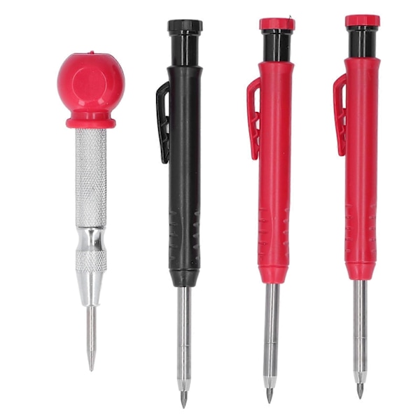 Solid Snickarpenna Set med Refiller Center Punch Långnosad Djupa Hål Mekanisk Markör