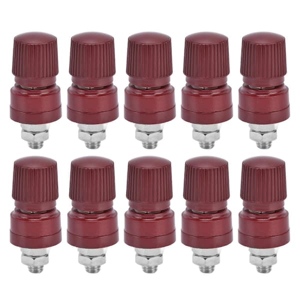 10 stk. bindepost M6 gjenge messing nikkelbelagt sveiseterminal Stud Connector 0?380V Rød