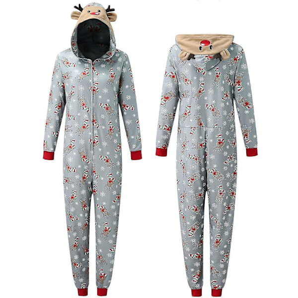 Jul Familj Klädset Vuxen Barn Ren Huvtröja Overall Jumpsuit Familj Pyjamas Sovkläder Tomte Matchande Familjeoutfit Man XXL
