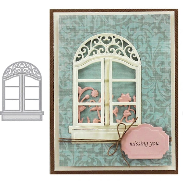 Skæreskabeloner Genanvendelige Robust Kulstofstål Vinduesramme Skæreskabeloner Stencil til Scrapbooking