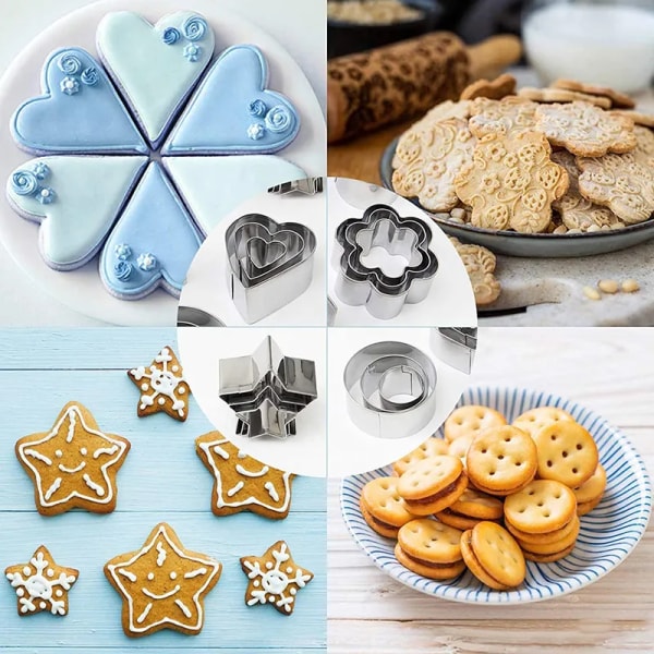 30 st/förpackning Sockerkaksstämplar i rostfritt stål Kakform Press Präglare DIY Fondant Tårtform Bakverktyg