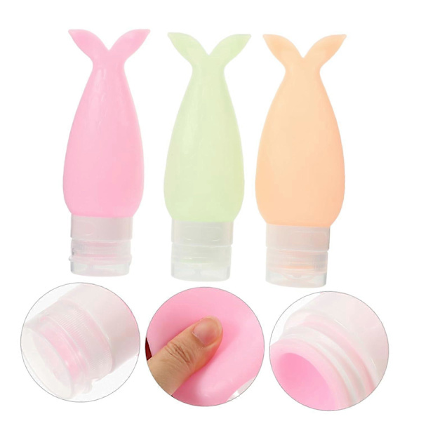 3 st silikongelflaskor, små klämflaskor, påfyllningsbara klämbehållare för lotion, miniflaskor, små behållare 48 ml