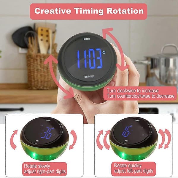 Nedtelling Kjøkkentimer, Stor LED Digital Kjøkkentimer, Matlaging og Baking Kjøkkentimer for Barn, Eldre, Osv., Blå
