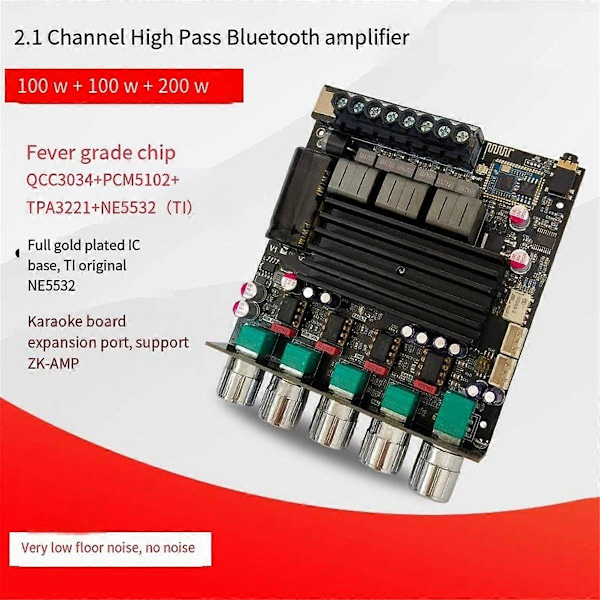 -APTX1 Bluetooth Digital Forstærker 2.1 Kanal Qualcomm BT Forstærkerkort 100W+100W+200W Bas Forstærker QCC3034+TPA3221 C