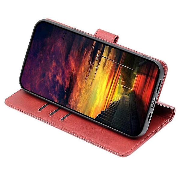Telefonplånboksfodral för Samsung Galaxy S23 PU Läder Ställ Mobiltelefonfodral Red