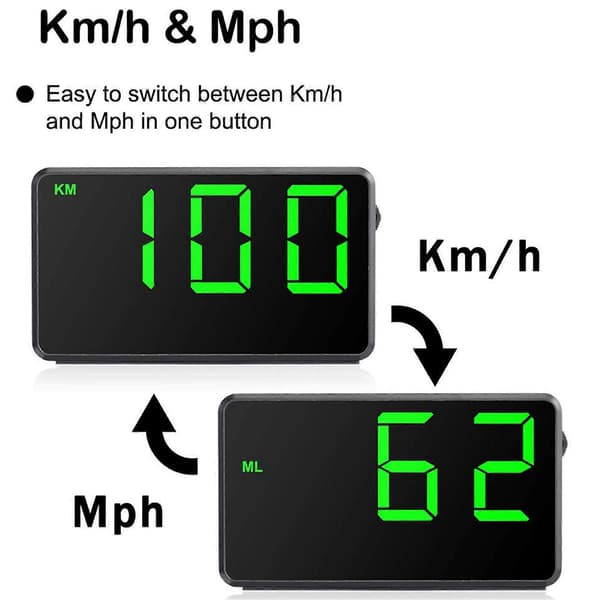 Universal Digital Bil HUD Display Grønt Lys GPS Speedometer med Hastighedstræthedskørselsadvarsel