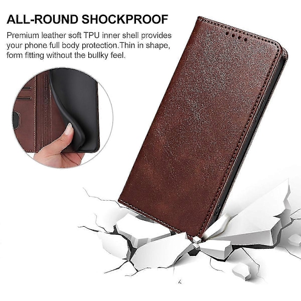 Magnetisk Læder Etui Til TCL 501 Brown