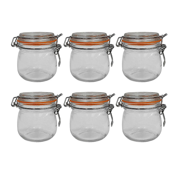6 st Förvaringsburkar med Försegling Livsmedelsgodkända BPA-fria Diskmaskinssäkra Transparent Design Syltburkar Glasbehållare