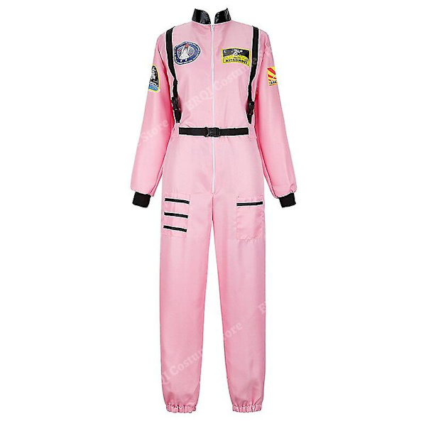 Astronautdräkt Rymddräkt Vuxen Par Cosplay Kostym Pink XS