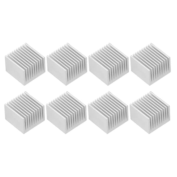 8 stk. Kølefinner Aluminium Power Radiator Køleplade Sæt til Elektronik CPU Modul 40x40x30mm Med Klæbemiddel