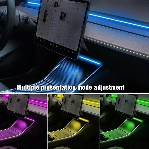 For Y Bil Interiør RGB Neon Lys LED Strip Midtkonsoll Dashbord Ambient Lampe(A)