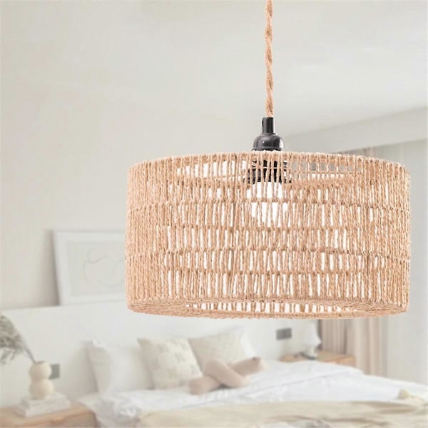 Papirtau Lampeskjerm Taklampe Skjerm Boho Lysekrone Skjerm Pærebeskyttelse for Restaurant Kafé Stue 30x15cm