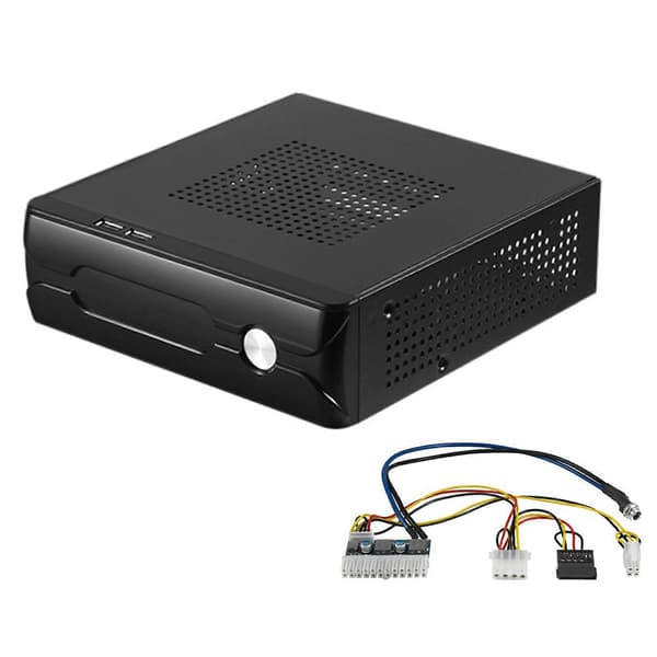 M03 HTPC ITX Chassi+84W 12V Strömförsörjningskort HTPC Chassi USB2.0 ITX Kapsling Industriellt Kontrollchassi