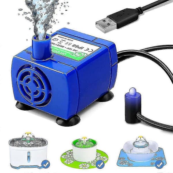 Husdjurs Vattendispenser Pump USB Uppladdningsbar LED-Lampa Katt Dricksfontän Motor