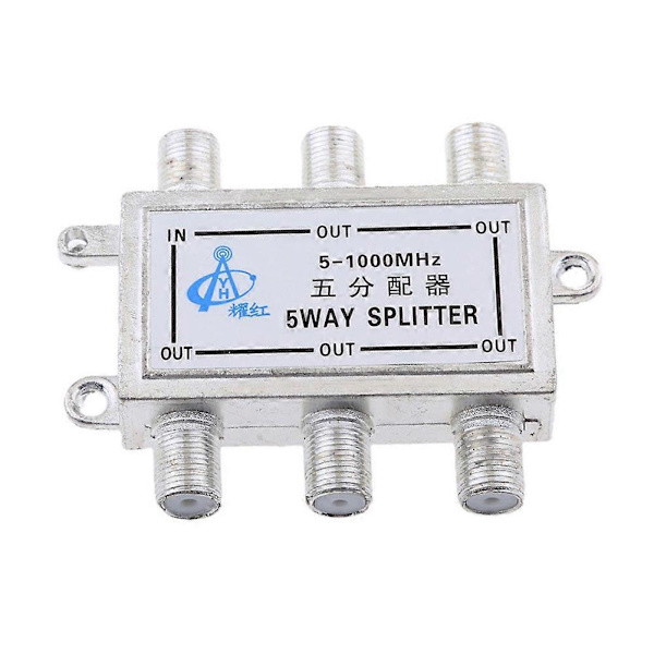 Metall 5-veis koaksialkabelsplitter for satellitt-TV-antennesignaler 5-2050MHz QinHai