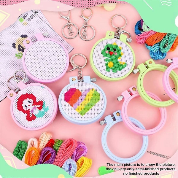6 st Stämplade Kit för Barn Nybörjare DIY Mini Broderikit Nålpoint Nybörjarkit DIY Ornament Hantverk