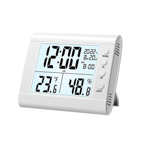 LED Display Elektronisk Klocka med Dag och Datum Stereo Digital Display Snooze Väckarklocka Inomhustemperatur Bordsklocka, A