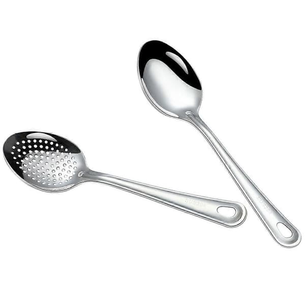 2 st Långskaftad Hålsked Bärbar Hålslev i Rostfritt Stål Serveringssked Buffétillbehör