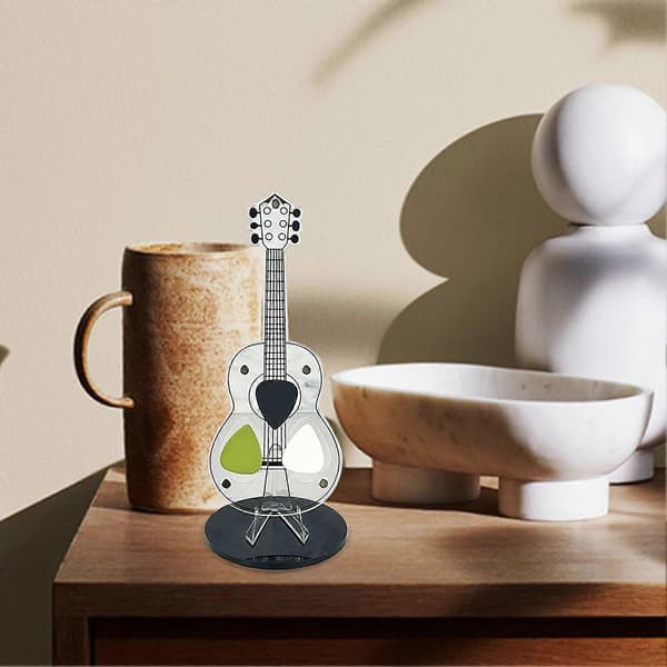 Akrylplektrumhållare för Gitarr med Stabil Bas Transparent Gitarrformad Förvaringshållare för Gitarrplektrum Tillbehör